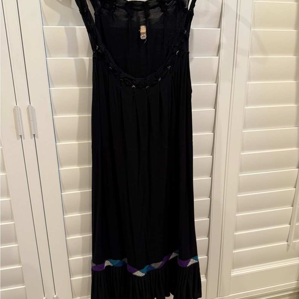 Free People Black Maxi Dress with Purple and Blue Accents